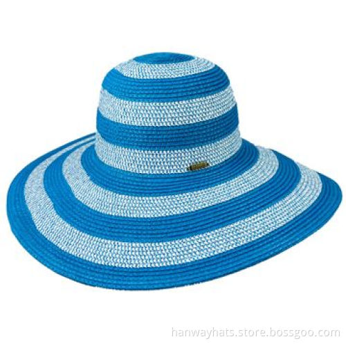 Wholesale Paper Straw Striped Floppy Sombrero/Hat, Comes in Fashionable Design